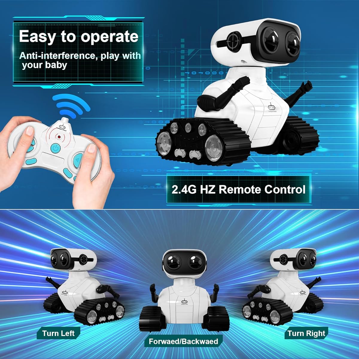 Robot Toy Remote Control Robot Toy Music LED Eyes Singing Dancing Rechargeable Remote Control Robot for 3 4 5 6 7 8 Years Old Boys Girls White