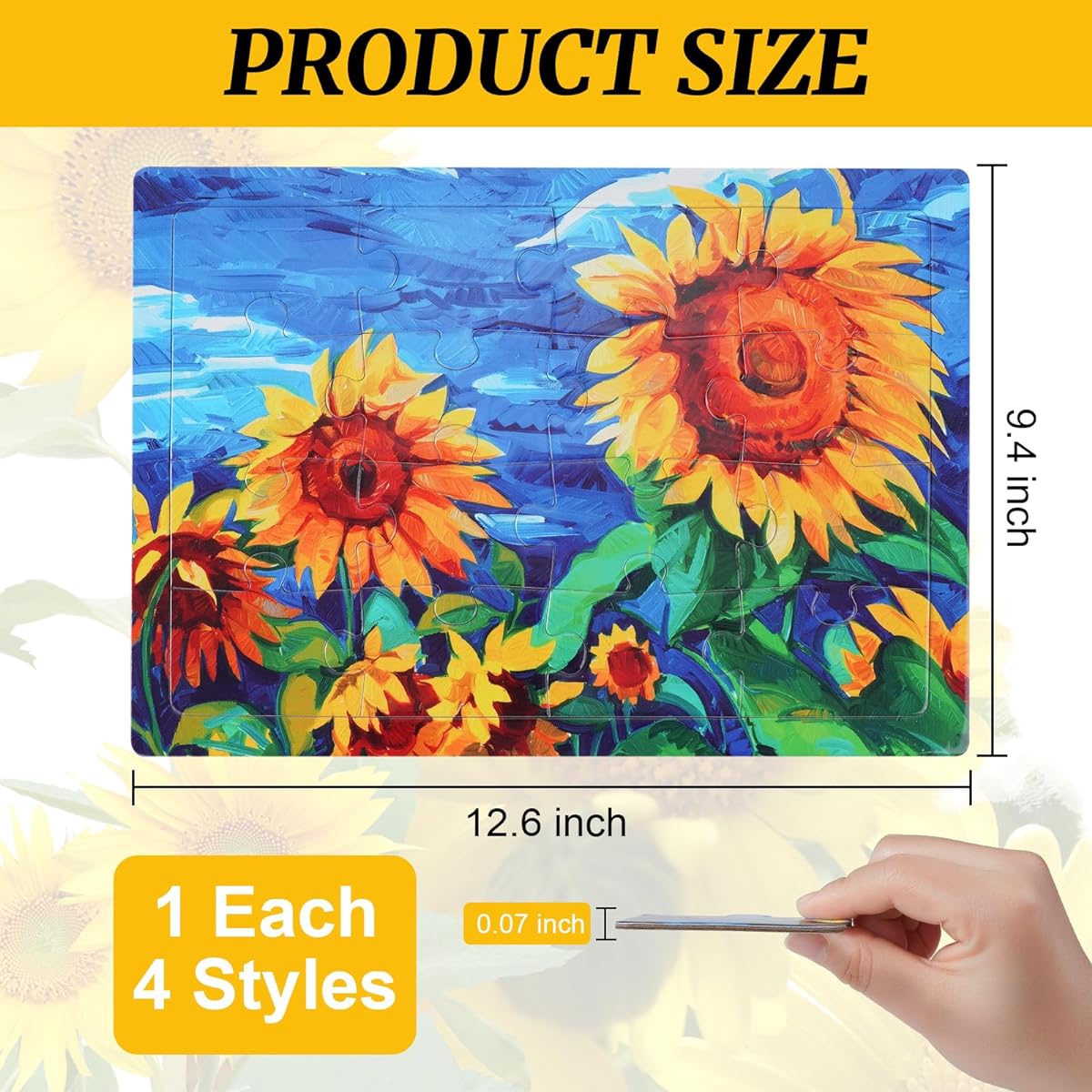 4 Pack 16 Large Piece Puzzles Dementia Alzheimer Products Activities for Seniors Easy Puzzles for Adults Gifts for Seniors 4 Styles (4 Pieces)