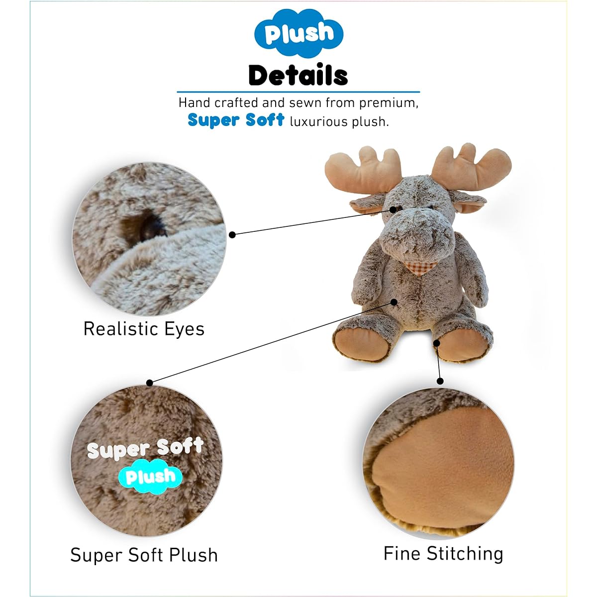 Puzzled Super Soft Sitting Moose Plush, 18"/XL