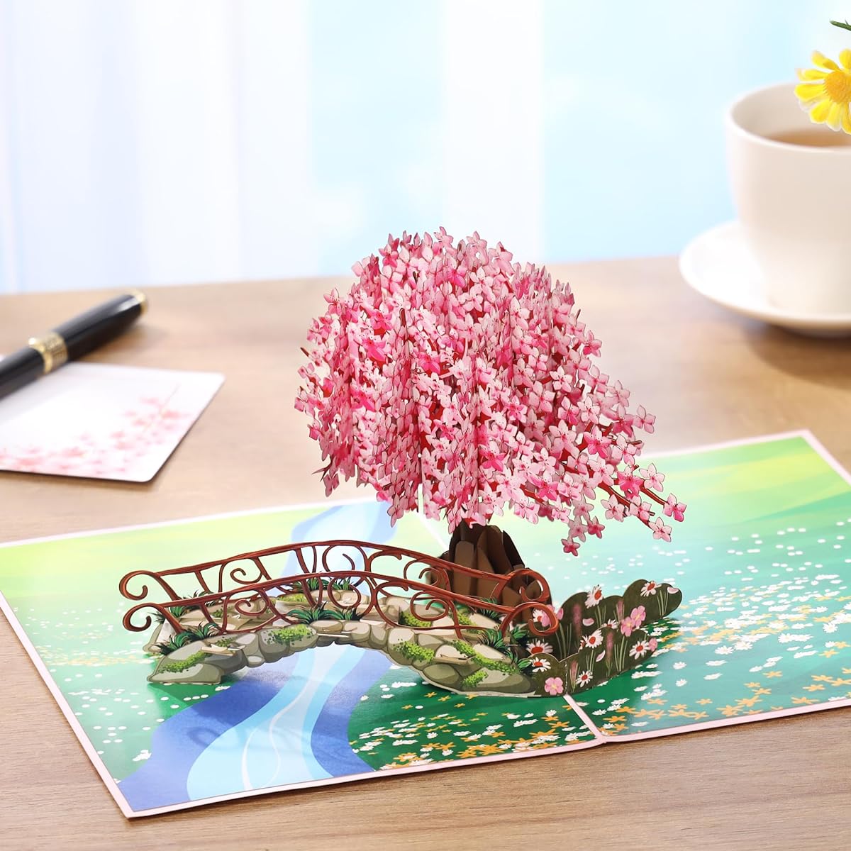 Pop Up Flower Card Cherry Blossom 3D Tree Romantic Pop Up Card 6" x 8" Mother's Day Pop Up Greeting Card Anniversary Valentine's Day Card Thank You Birthday for Women/Wife/Grandma/Any Occasion