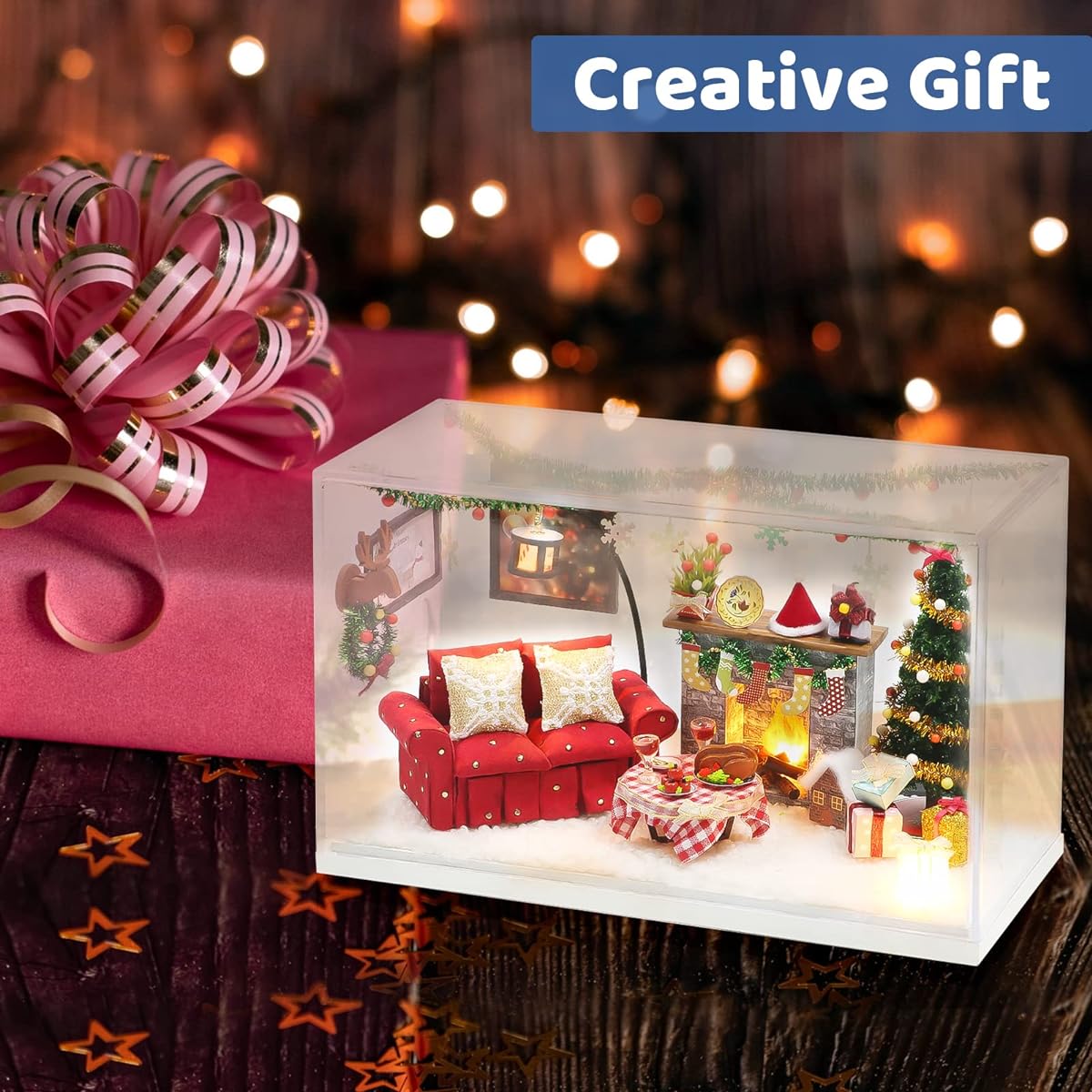 Dollhouse Kit Miniature DIY Dollhouse Miniature Craft Kit for Adults Christmas