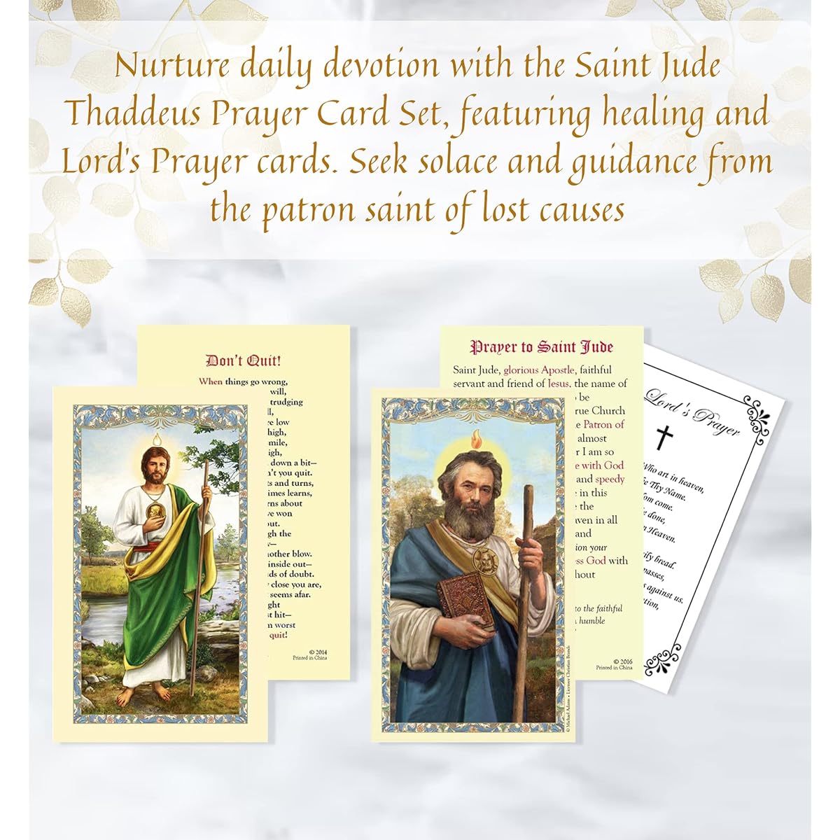St. Jude Thaddeus Prayer Cards - St. Jude Healing Prayer Cards Lord's Prayer Cards | Set of 2 St. Jude Laminated Prayer Cards for Daily Prayer and Devotion | St. Jude Patron Saint of Lost Causes | 3 Items