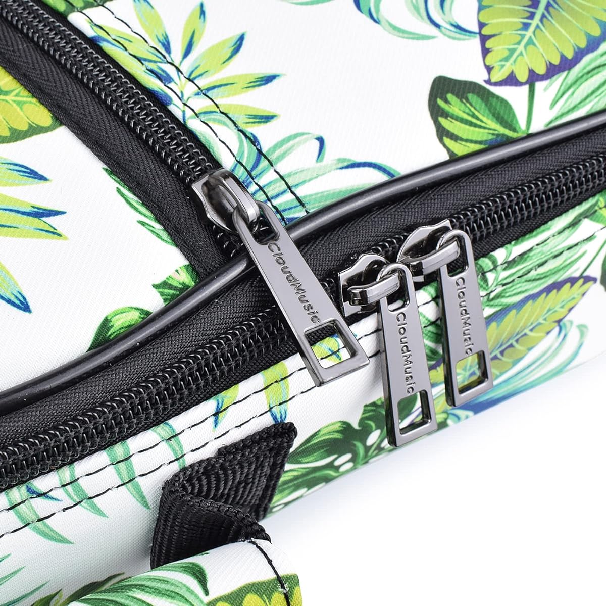 CLOUDMUSIC Ukulele Case Backpack Strap Bag Soprano Concert 21 23 Inch Green Leaf White Soprano