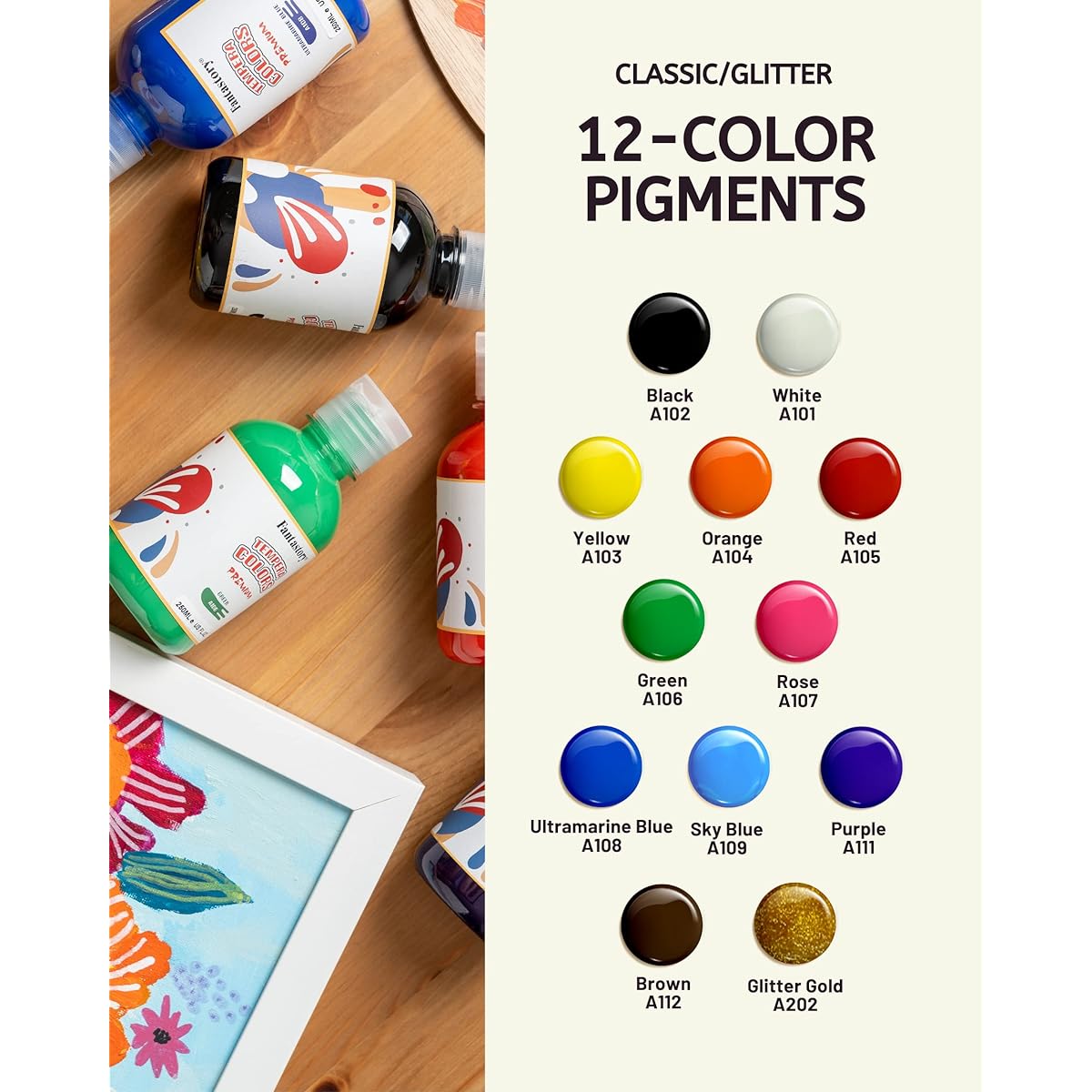 Tempera Paint for Kids Fantastic 24 Colors (2oz Each) Washable Tempera Paints Poster Paint for Kids Sponge Paint Non-Toxic Paint for Kids Finger Paint Hand Paint Bottle Gift