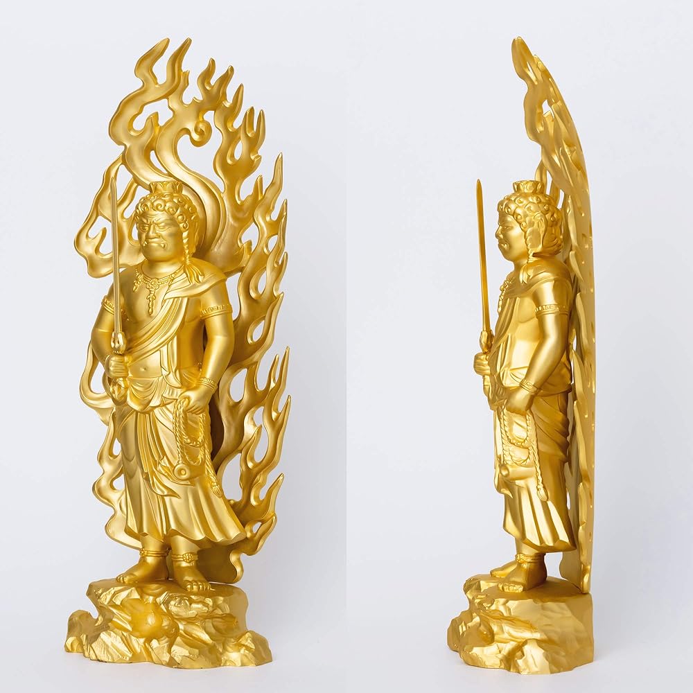 Buddha statue Fudo Myoo 21cm (gold plated/24K gold) Buddhist sculptor: Hideun Makita Original model_ (born in the year of the Rooster) Zodiac guardian main image Takaoka copperware (Fudo Myoo L)