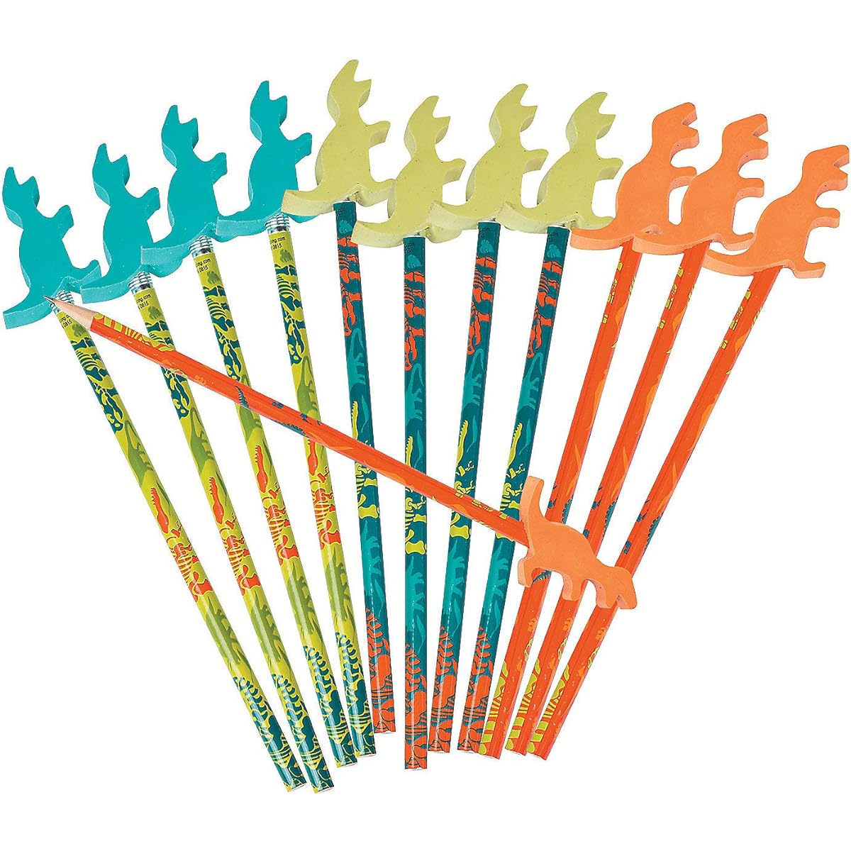 Dinosaur pencils with erasers (12 pcs)