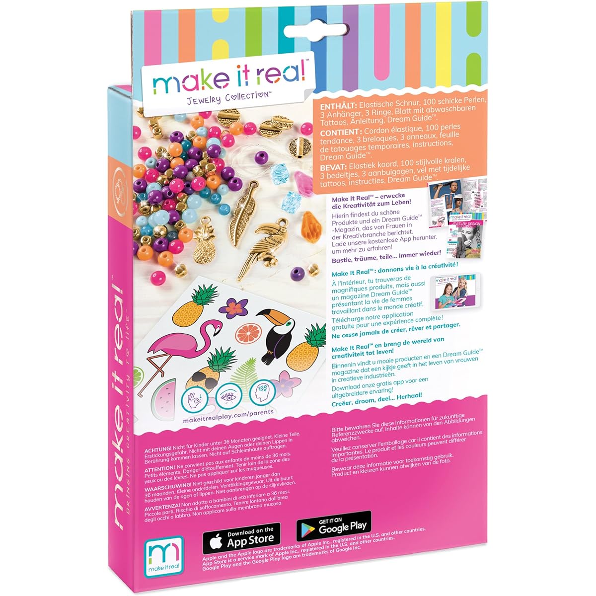 Make it Real 3050cm Bedazzled Graphic Jungle" Charm Bracelets Set