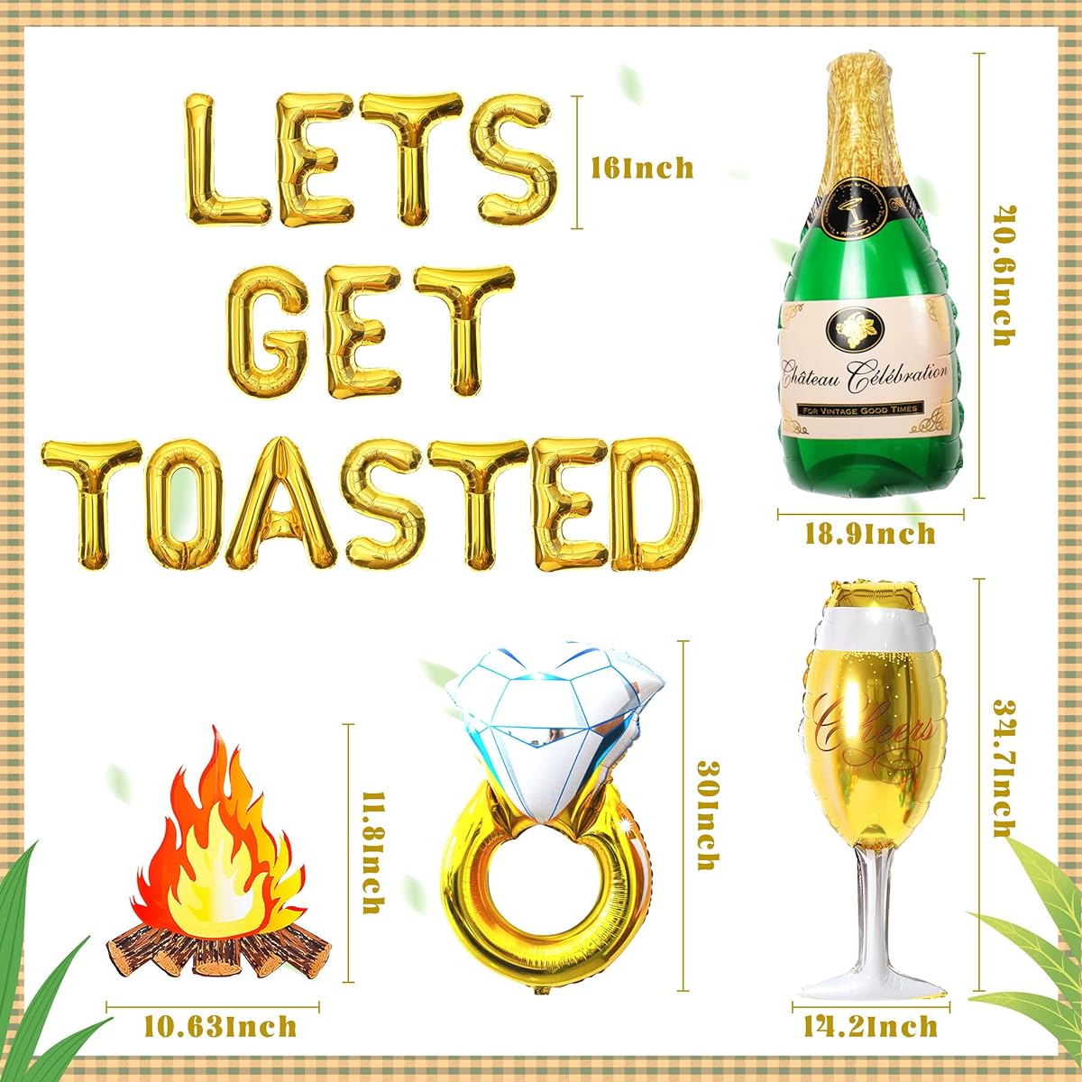 20pcs Lets Get Toasted Balloons Moutain Bach Party Decorations Toast Banner