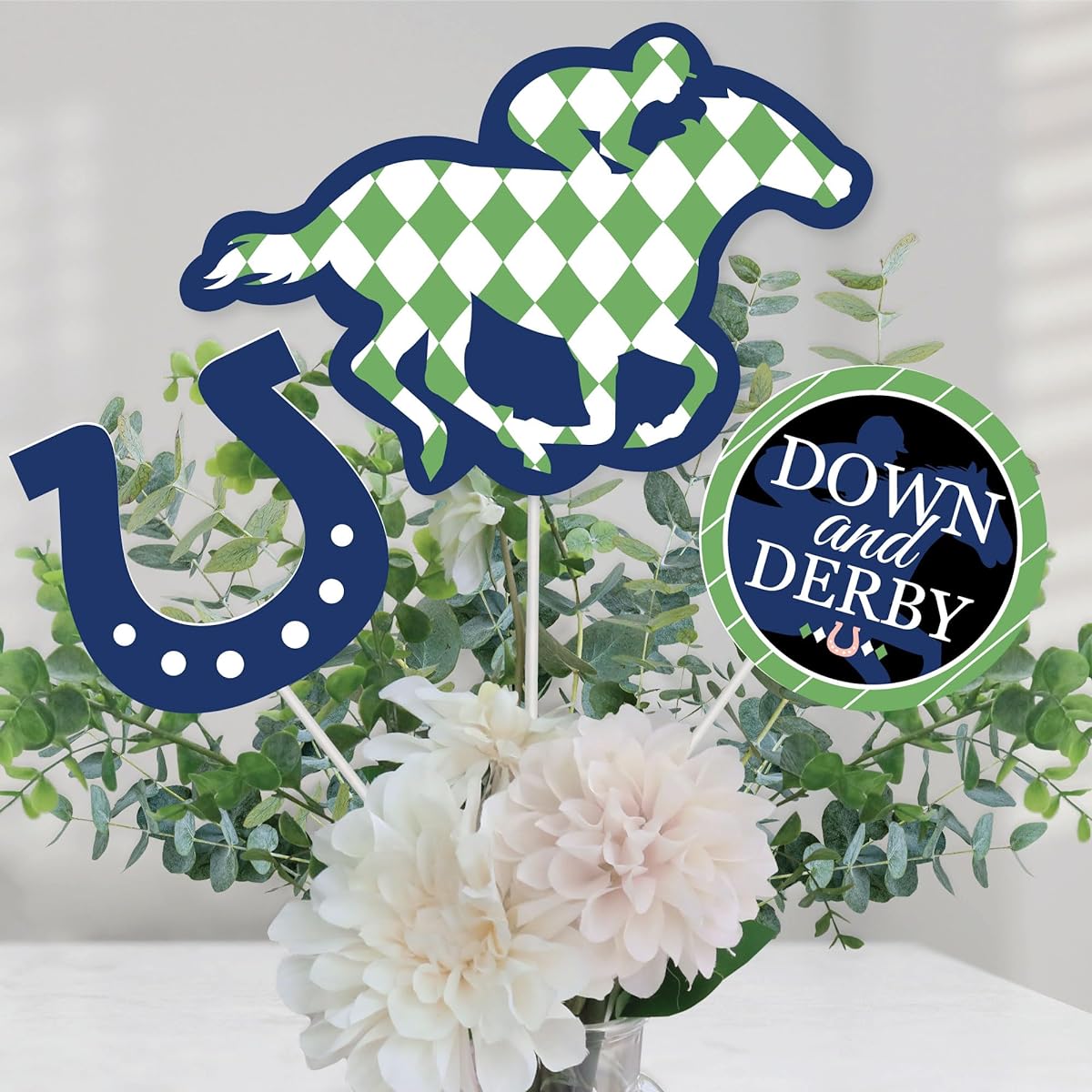 Big Dot of Happiness Kentucky Horse Derby - Lace Party Centerpiece Sticks - Table Toppers - Set of 15