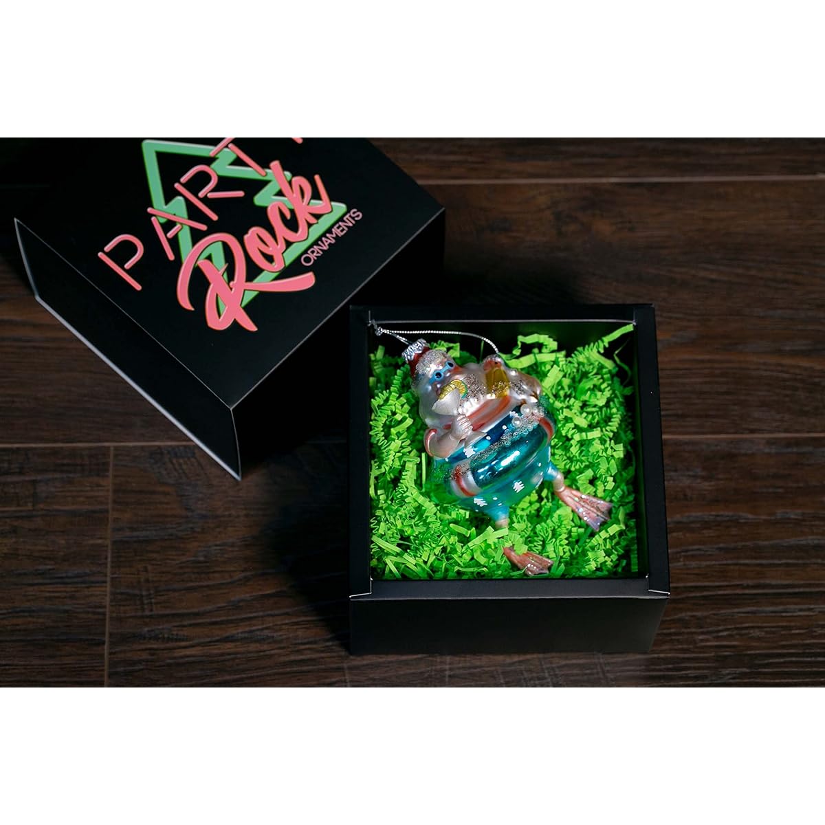 Party Rock | Lazy River Santa Glass Ornament | Santa Collection