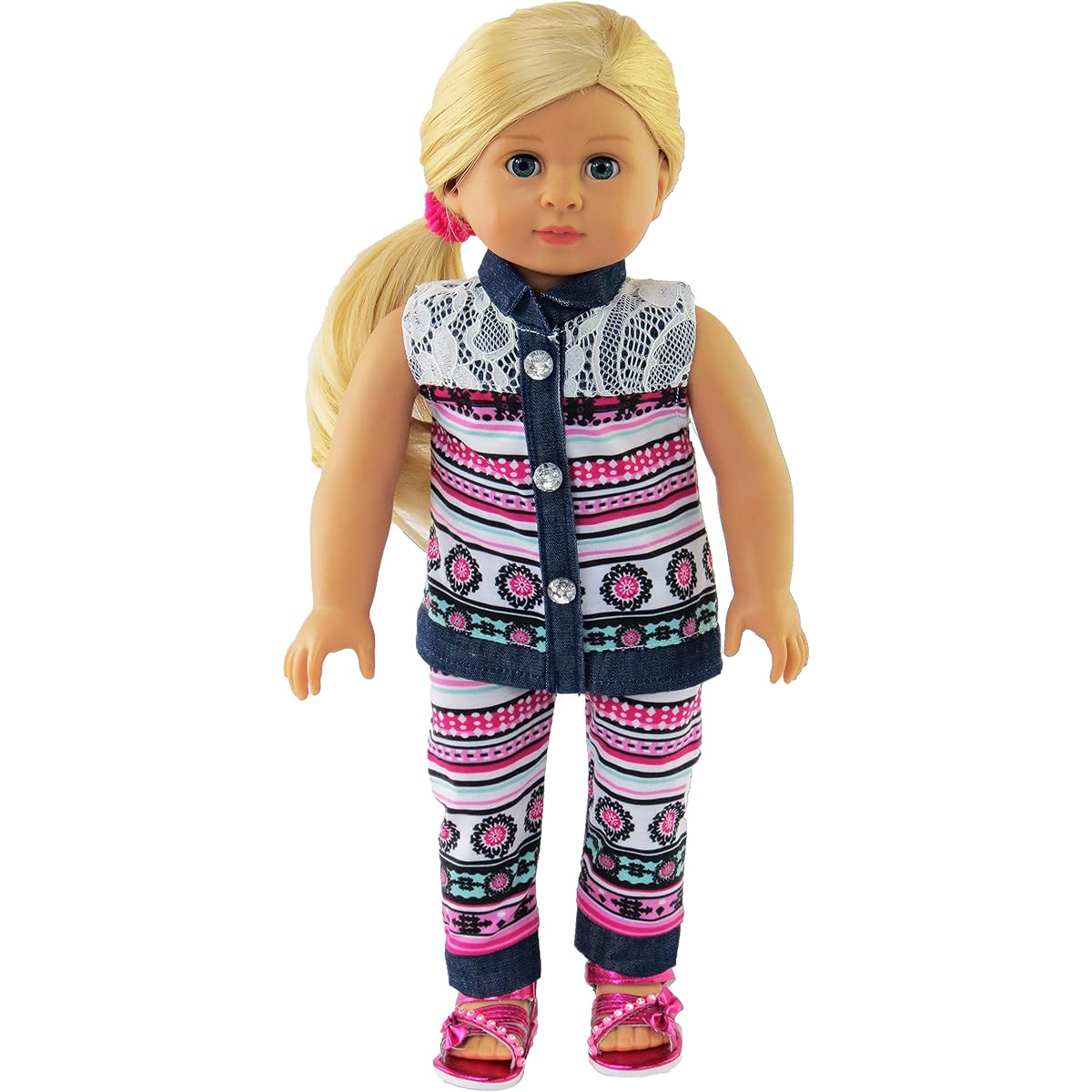 American Fashion World Tribal Pants Set with Purse for 18" Doll Clothes
