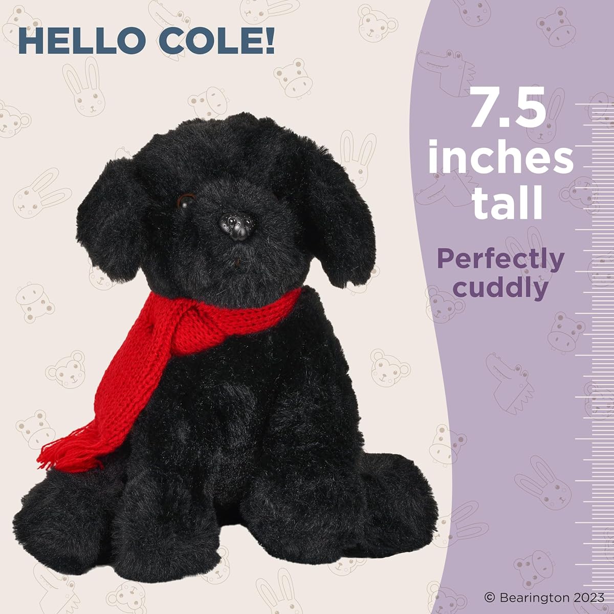 Bearington Cole Plush Animal Black Love Puppy Dog Scarf, 6 Inch