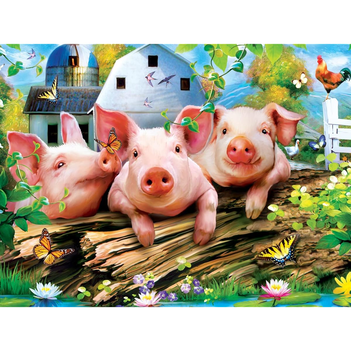 Green Acres Linen-Three' Lil Pigs 300 Piece EZ Grip Jigsaw Puzzle