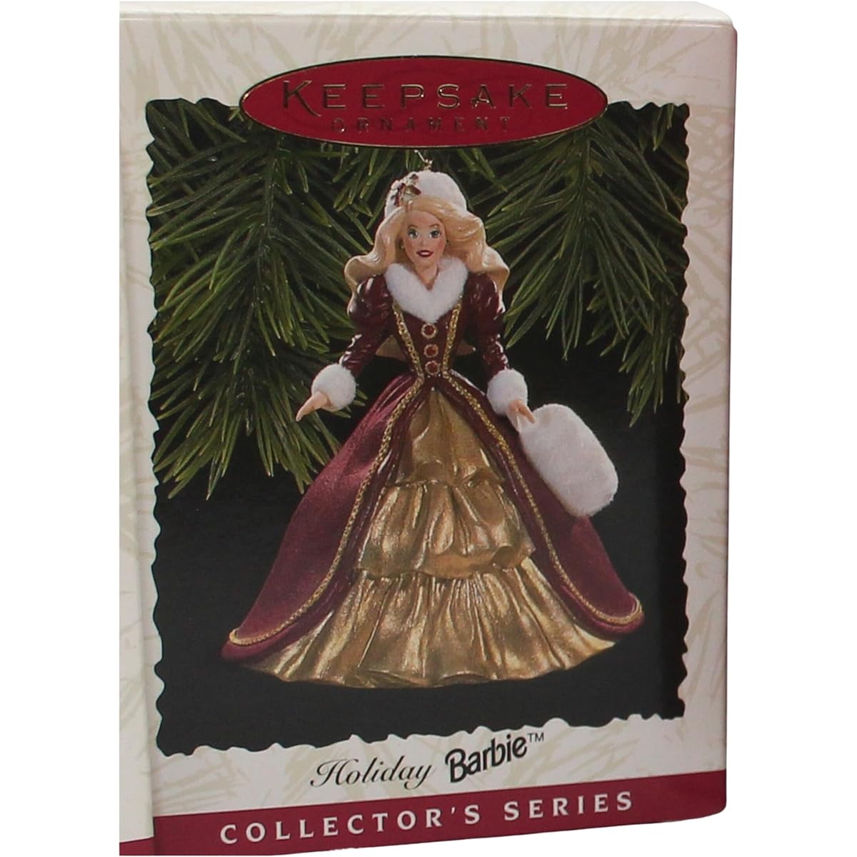Keepsake Ornament, Holiday Barbie, Collector's Series, Handmade, Dated 1996, Sculpted by Patricia Andrews, Fourth in the Holiday Barbie Ornament series. by Hallmark