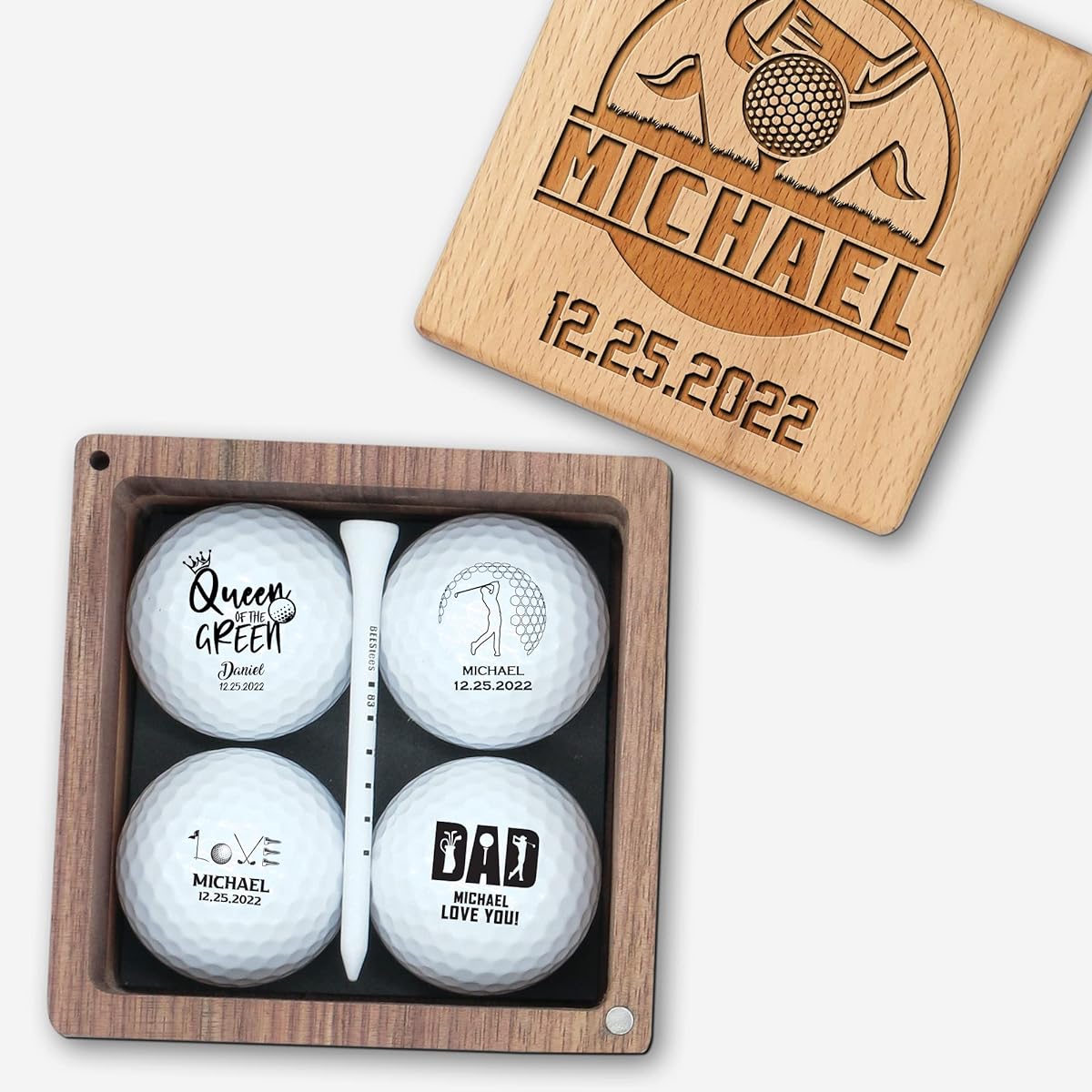 Golf Gifts for Men and Women - Custom Golf Set with Beautiful Balls and Luxury Wooden Box - Unique Gift Idea for Golfer, Golf Enthusiast, Golf Coach, Boss, Him, Her, Anniversary, Birthday, Retirement