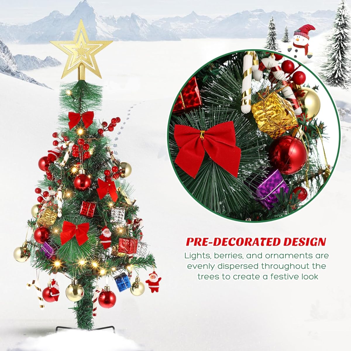 Unomor Artificial Christmas Tree Decorations Outdoor Christmas Tree Light String Decorations Beautiful Garden Christmas Tree Ornaments 2pcs