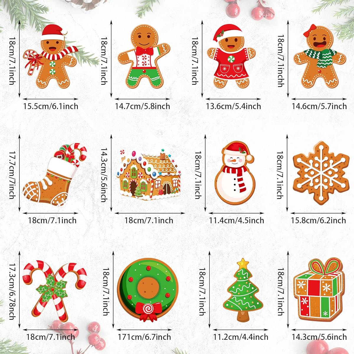 52pcs Christmas Gingerbread Man Party Hanging Swirl Decoration Merry Gingerbread Man Snowflake Christmas Tree Ceiling Hanging Streamer Swirl Christmas Winter New Year Holiday Party Supplies