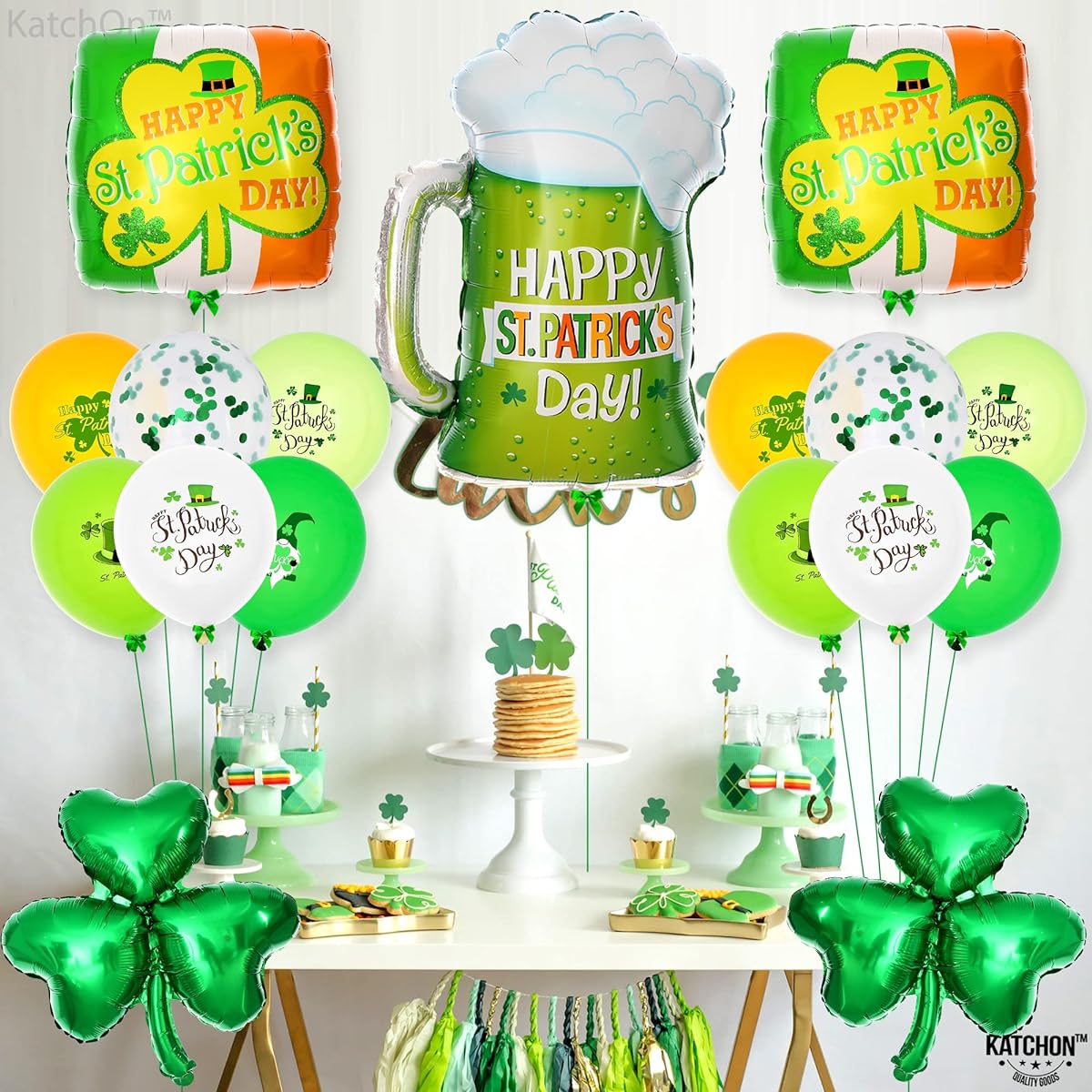 KatchOn St. Patrick's Day Balloons 25pcs - St. Patrick's Day Decorations | Shamrock Balloons St. Patrick's Day Party Decorations | St. Patrick Balloon Garland Clover Balloons | Shamrock Decorations
