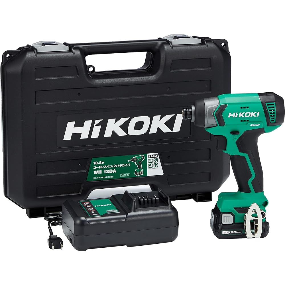 HiKOKI 10.8V Rechargeable Impact Driver with First Time Repair Warranty, 1 Storage Battery, Quick Charger, Case Included WH12DA(ES)