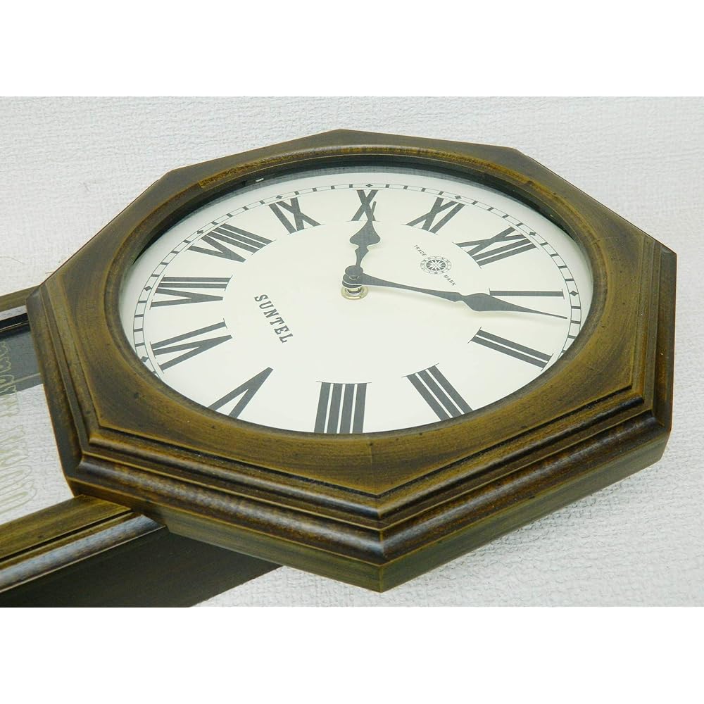 Santel Wall Clock Brown 400 x 260 x 70 mm Standard Radio Pendulum Clock (8 Squares) Roman Numerals SR07-R