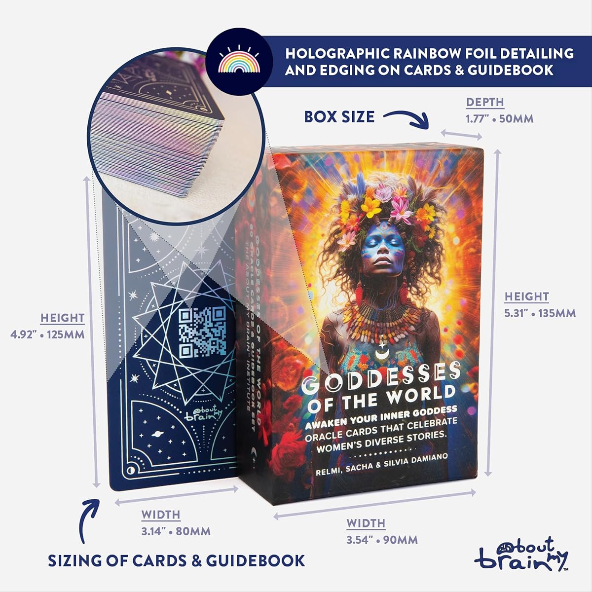 About my Brain Bundle - 2 Deluxe Oracle Deck Sets: 96 Card Deck Spirit Animals & 60 Card Deck Goddesses of The World | Oracle Cards and Guidebook