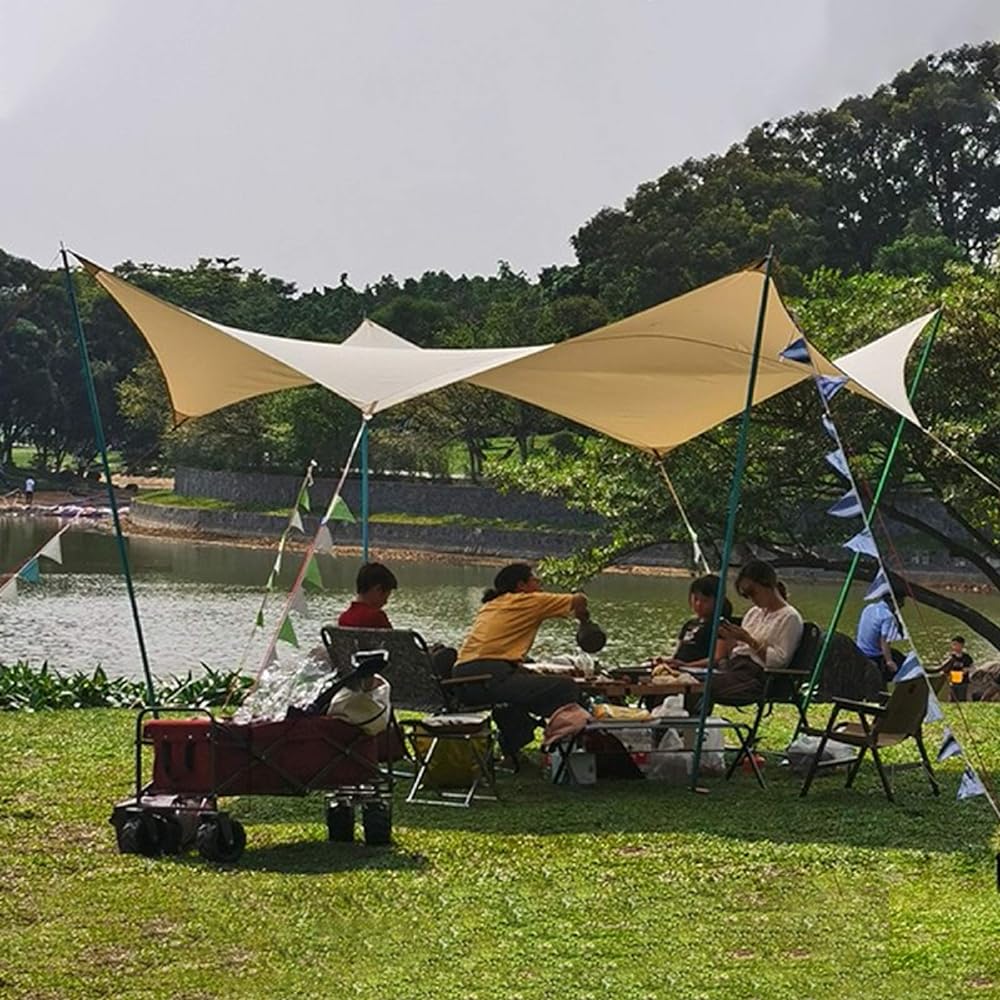 Tarp TC Tarp (4.3m*4m) Waterproof Tarp Octatarp Sunshade Camping Gear Outdoor Sunshade Polycotton Bonfire Tarp (Cream Color)