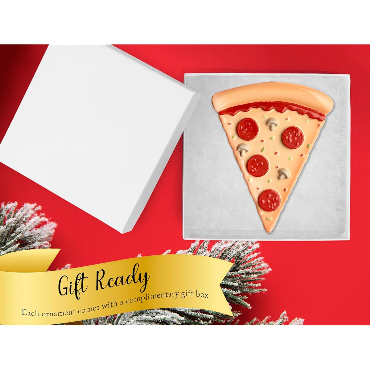 UniqXmas Personalized Pizza Slice Christmas Ornament 2023 - Free Handwritten Customization | Customized Pepperoni Hut Pizza for Christmas Tree - Gift for Fast Food Lovers | Unique Keepsake - Name and Year