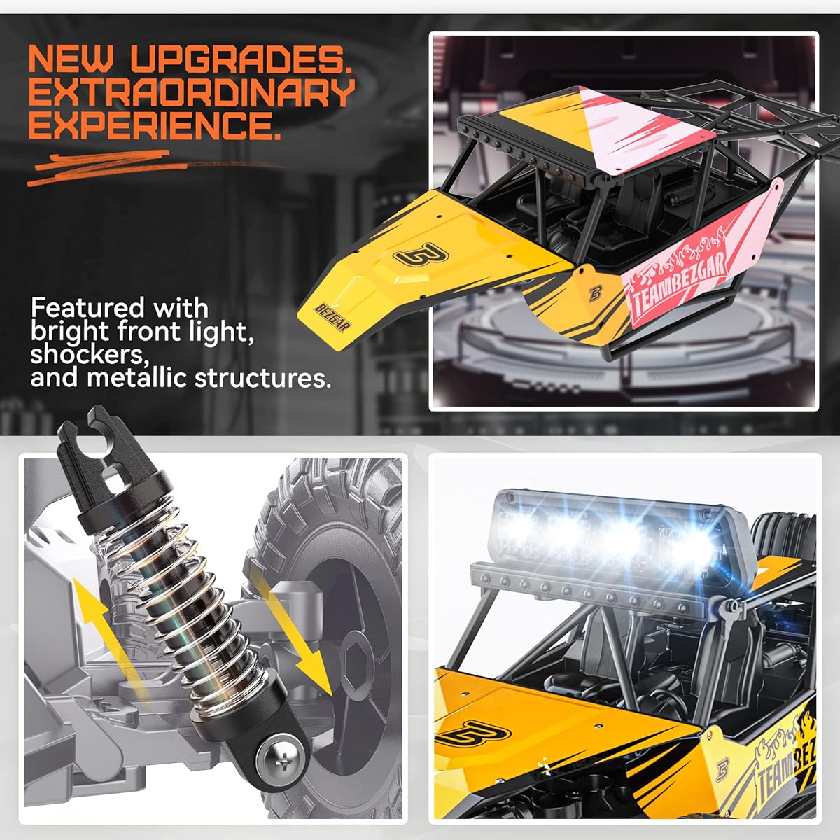 BEZGAR TB141 Yellow RC Car 1:14 Scale Remote Control Car