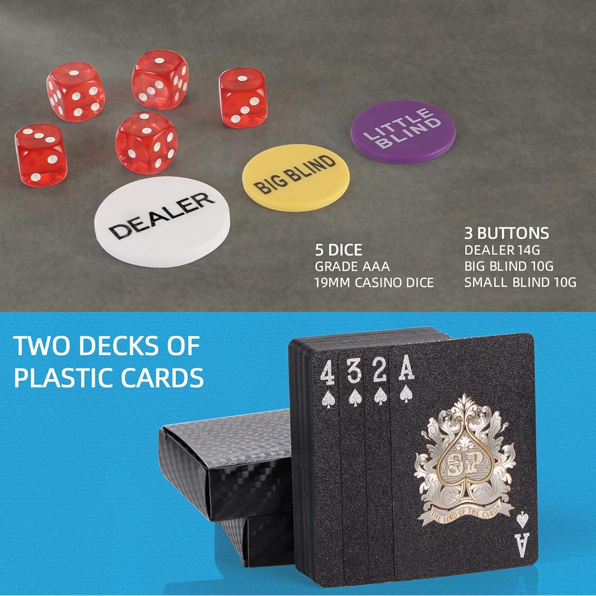 LUOBAO Poker Chip Set for Texas Hold'em Blackjack High Strength Oxford Cloth Handbag