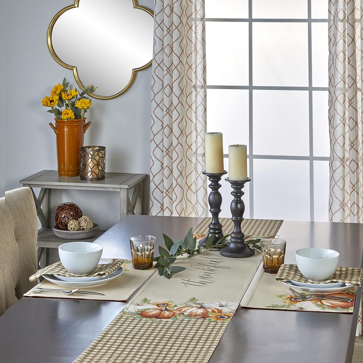 SKL Home Harvest Autumn Pumpkin Table Runner Natural