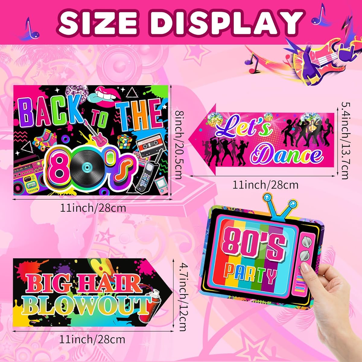 20 Pieces 80s Party Signs, 80s Party Decorations, Retro 1980s Hip Hop Party Signs Neon Throwback Birthday Party 80s Cutouts, 80s Theme Photo Booth Props, Adult Birthday Supplies