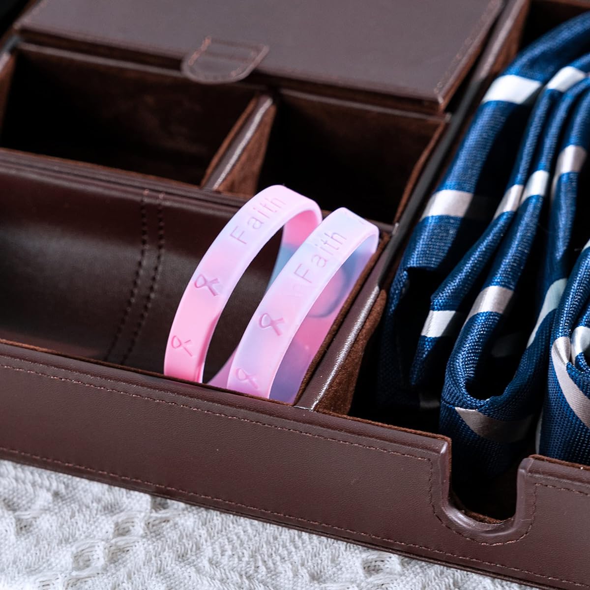 50 Pink & Blue Awareness Silicone Bracelets - Adult Size (Wholesale Pack - 50 Bracelets)
