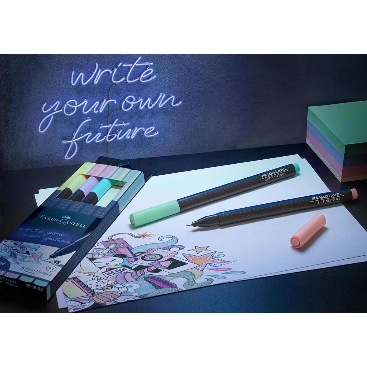 Faber-Castell Grip Finepen Pastel Pen Set of 5