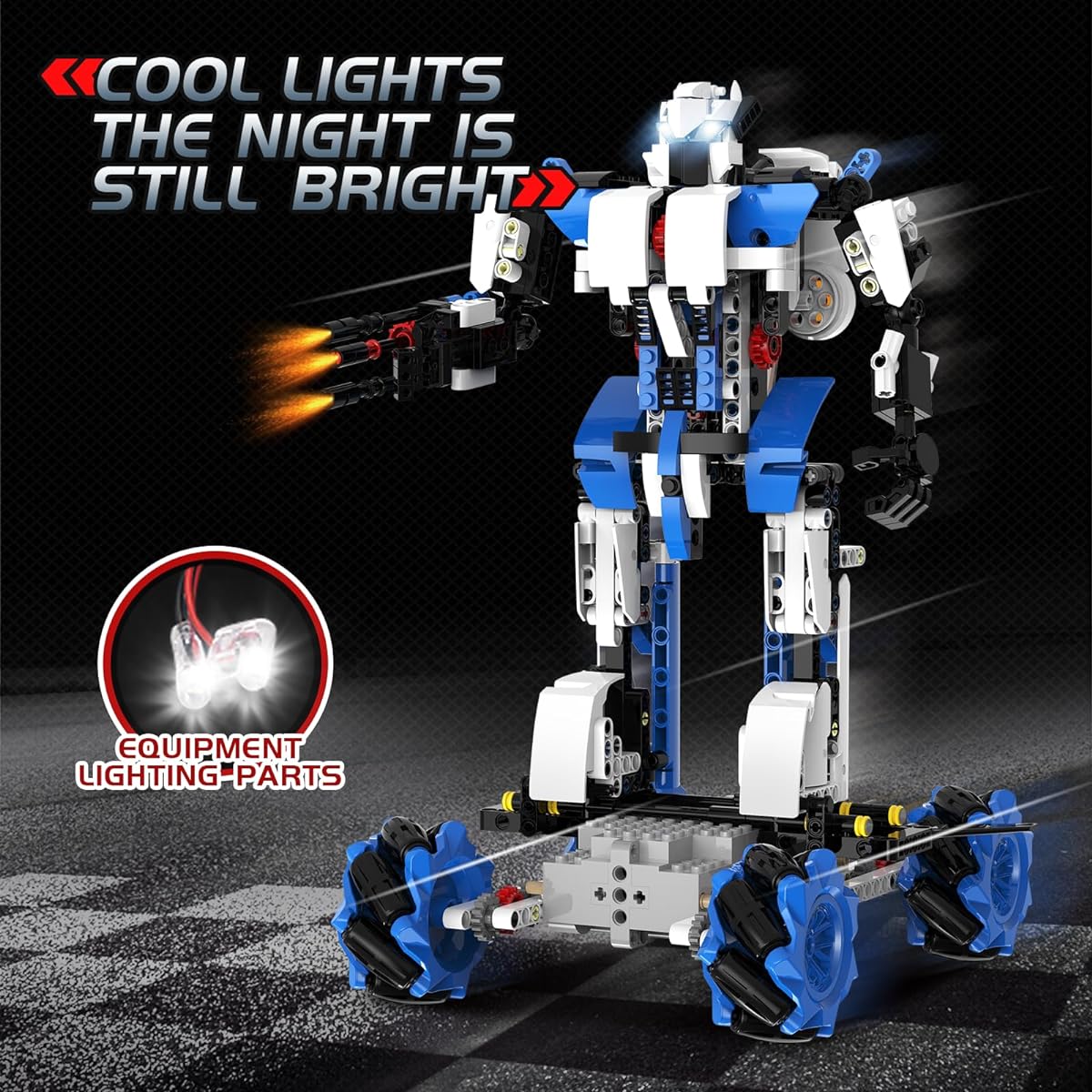 Uniniscien STEM 4-in-1 Building Robot Set Learning Educational Coding Robot Kit Support Scratch Arduino Programming Remote Control Space Warrior Gift for Ages 8+