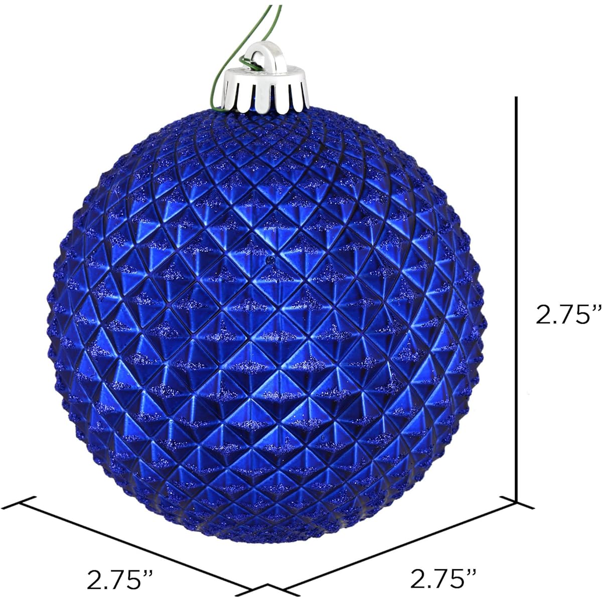 Vickerman 2.75" Cobalt Blue Durian Glitter Ball Ornaments - 12 ornaments per pack.