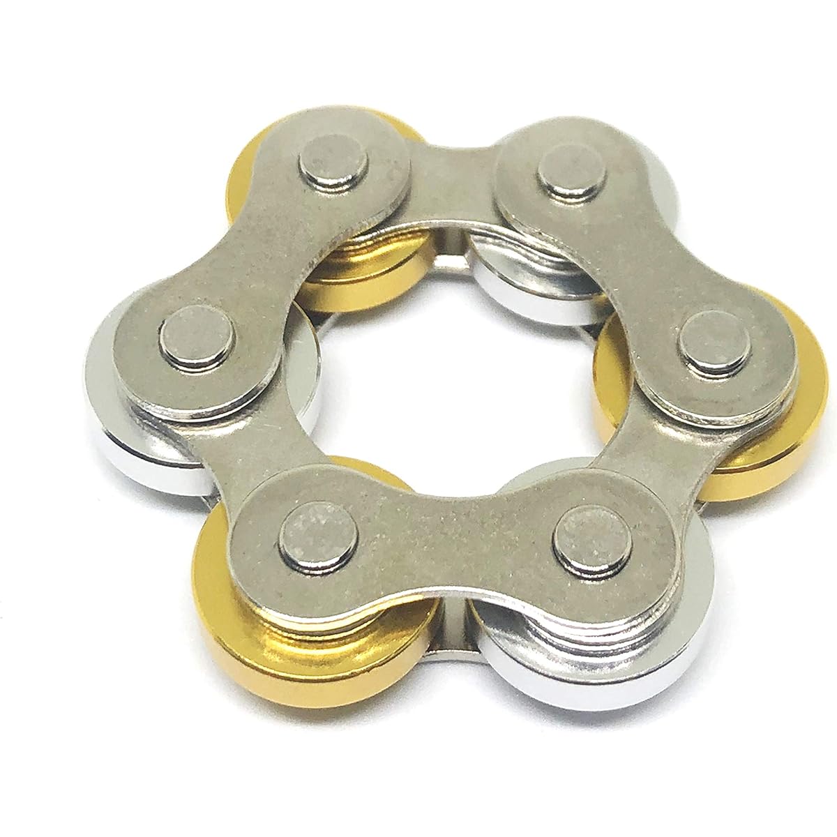 Fidget Flippy Roller Chain Toy with Metal and Silicone Rings - Great for Stress Relief ADHD ADD Anxiety Office Anxiety School Stocking Stuffers Gifts (Yellow, White)