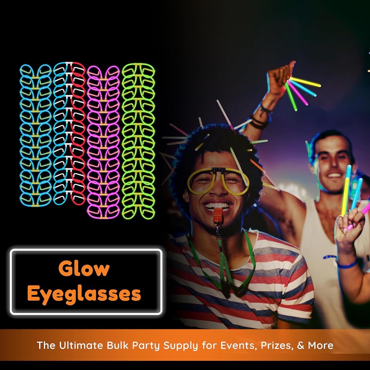Glow Glasses - Bendable Glow Glasses Party Glasses for Kids with Connectors - DIY Glow Glasses Party Pack