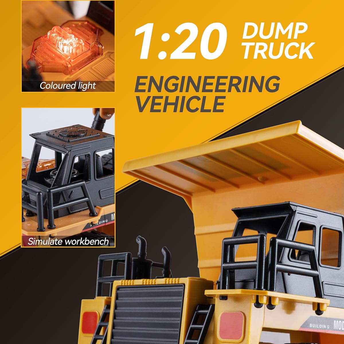 MQDMINI RC Dump Vehicle Toys for Kids - Remote Control Hydraulic Toy Car for Boys/Girls Age 6+ Kids Beginner Car Tractor Car Rechargeable Engineering Self Discharging Truck Gift for Kids