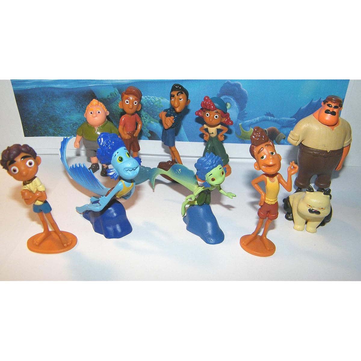 HappiToys Luca Movie Quality Figure Toys Set of 12 with 10 Figures and 2 Toy Rings Featuring All Your Favorite Characters and Sea Monsters Including Luca, Alberto, and More
