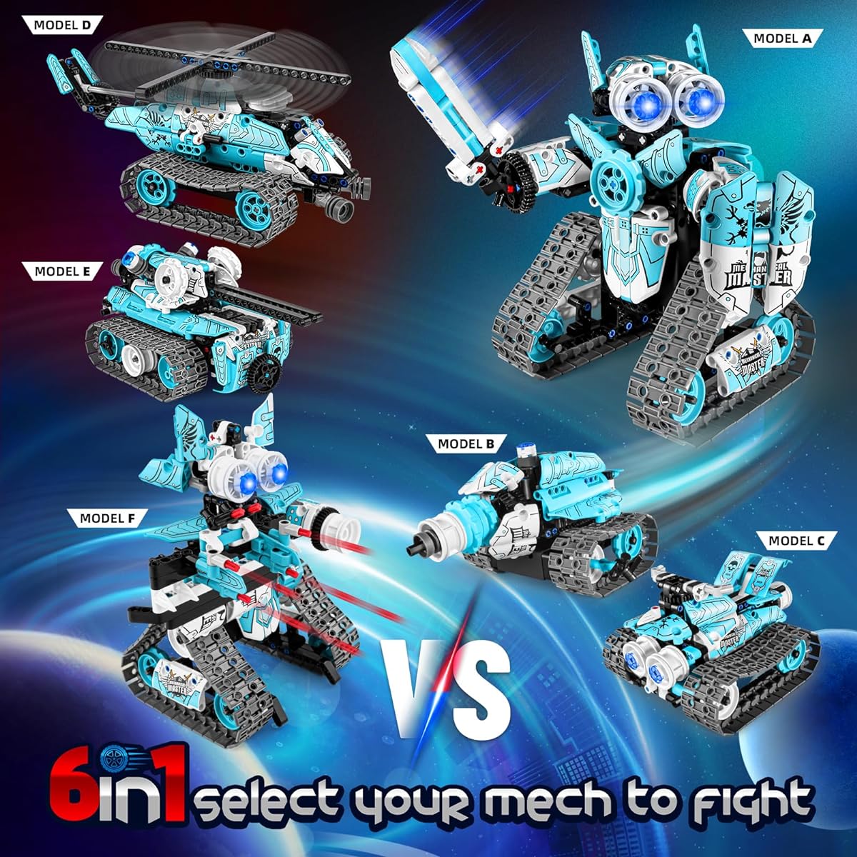 Amy&Benton Boys Remote Control Robot Building Kit Stem Blue Robot Kit with App for Kids Ages 8-16