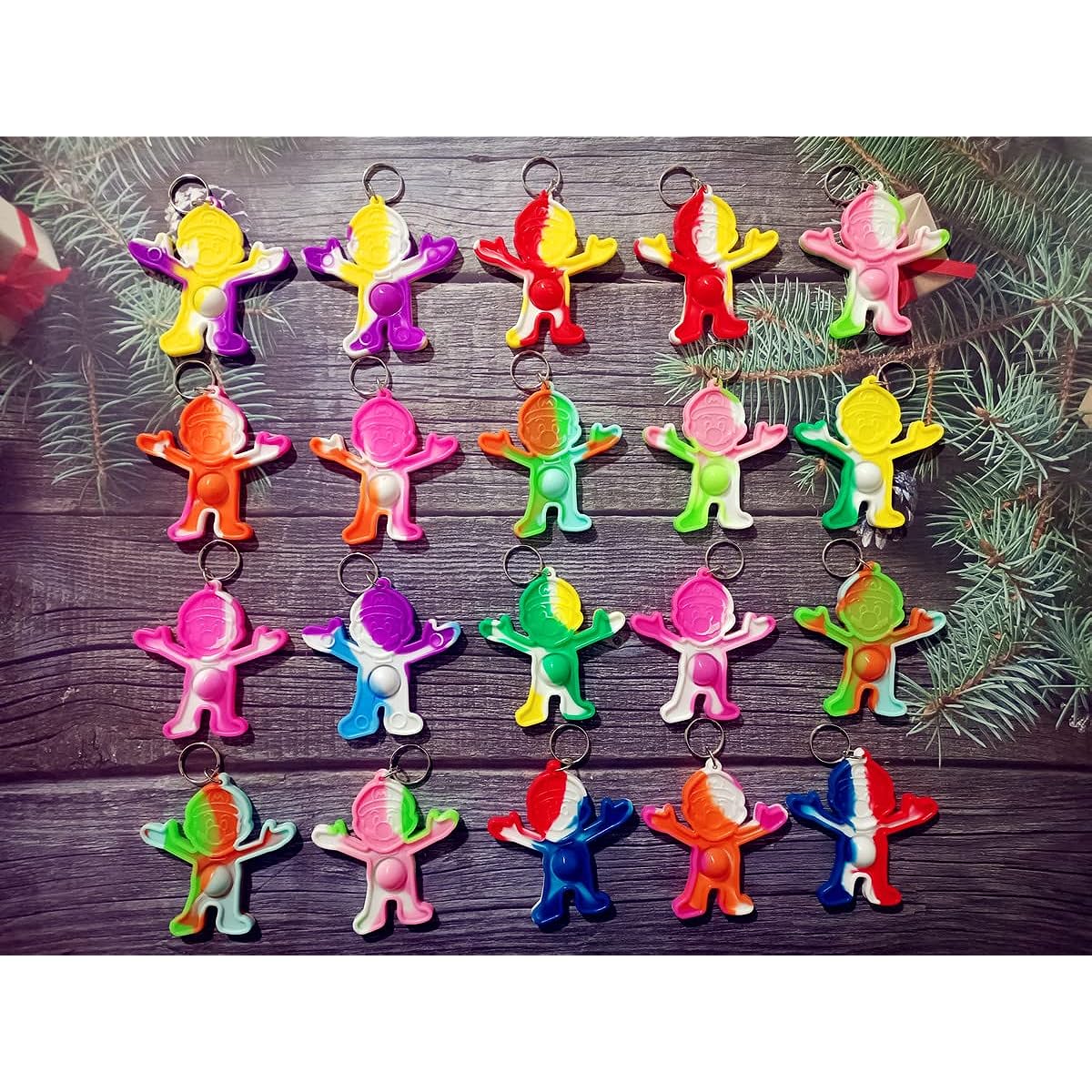 Mini Pop Fidget Keychains Gifts for Boys and Girls Party Favors and Classroom Prizes (20 Pack Bulk Marie)