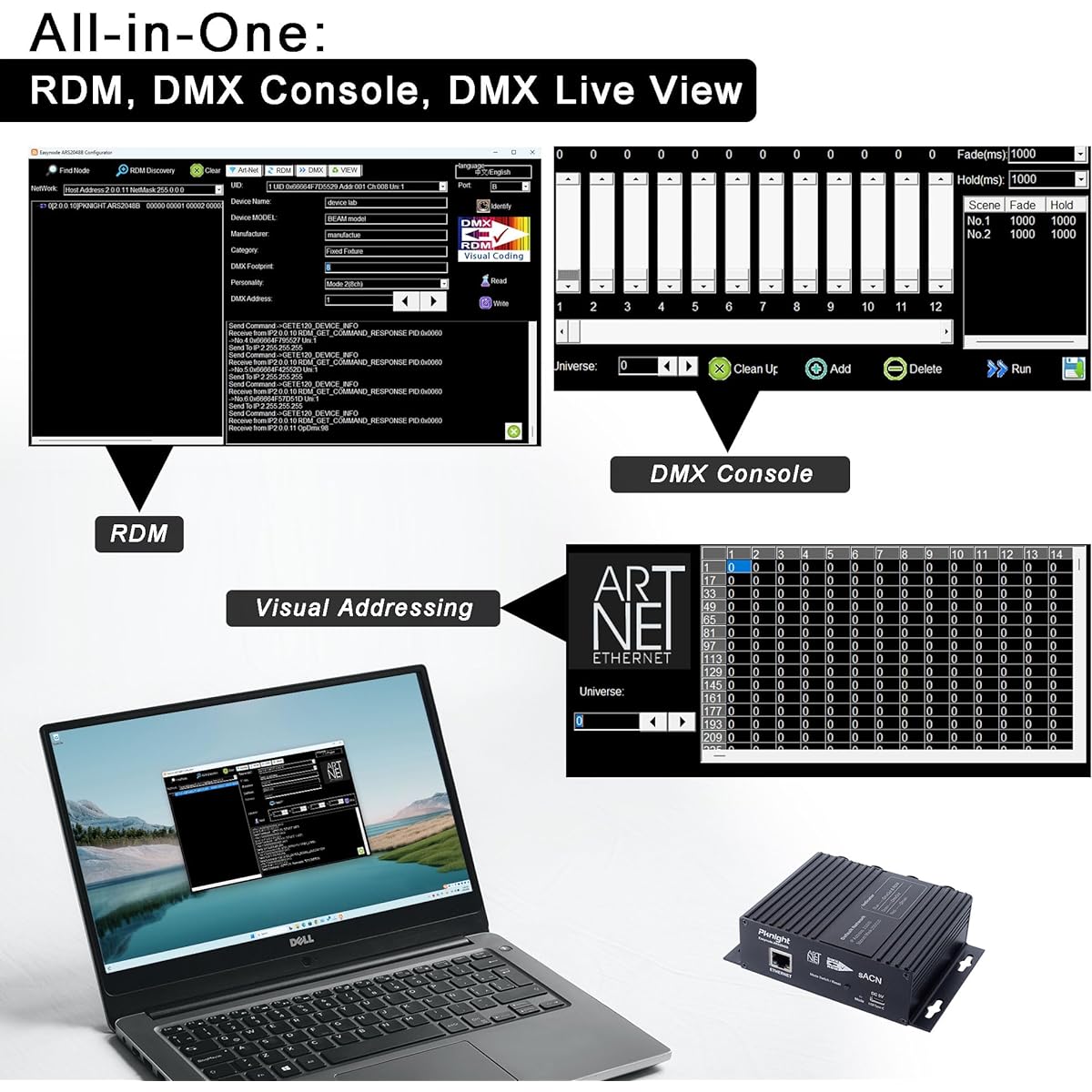 4ch Bidirectional Artnet/sACN/RDM Controller Easynode ARS2048B