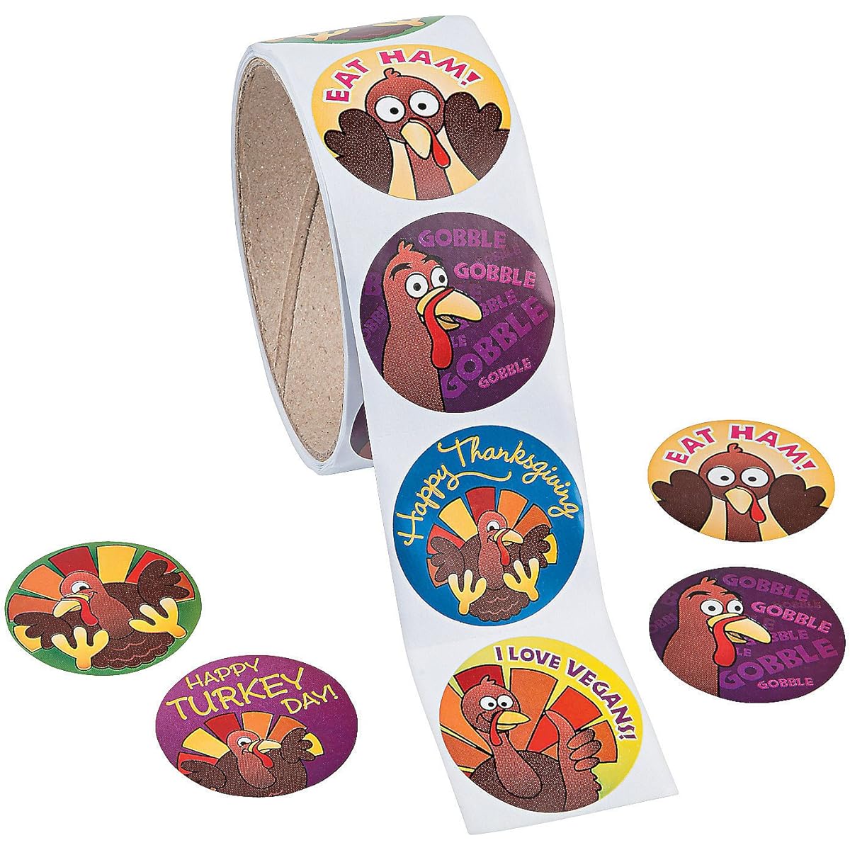 Funny Thanksgiving Roll Stickers - 100 Stickers