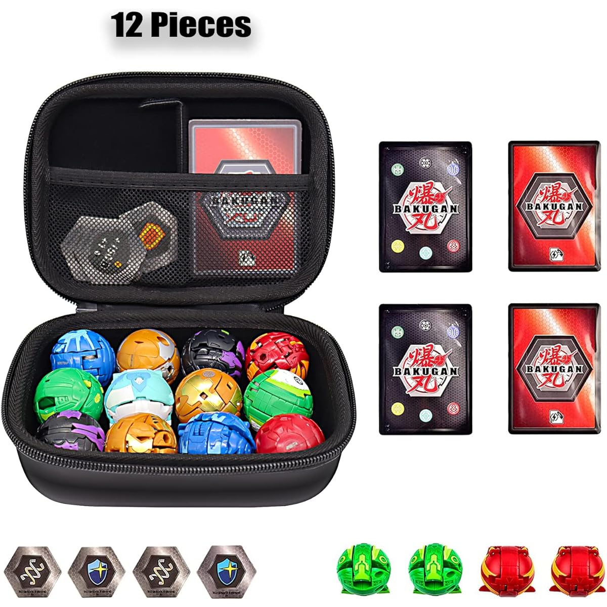 FCDYLBD Toy Organizer Storage Case Compatible with Bakugan Figures/Bakugan Core/Battle Figures/Trading Cards/Mini Toys/Small Dolls Hard Carry Organizer Holder.(Box Only) (12, Black-1)