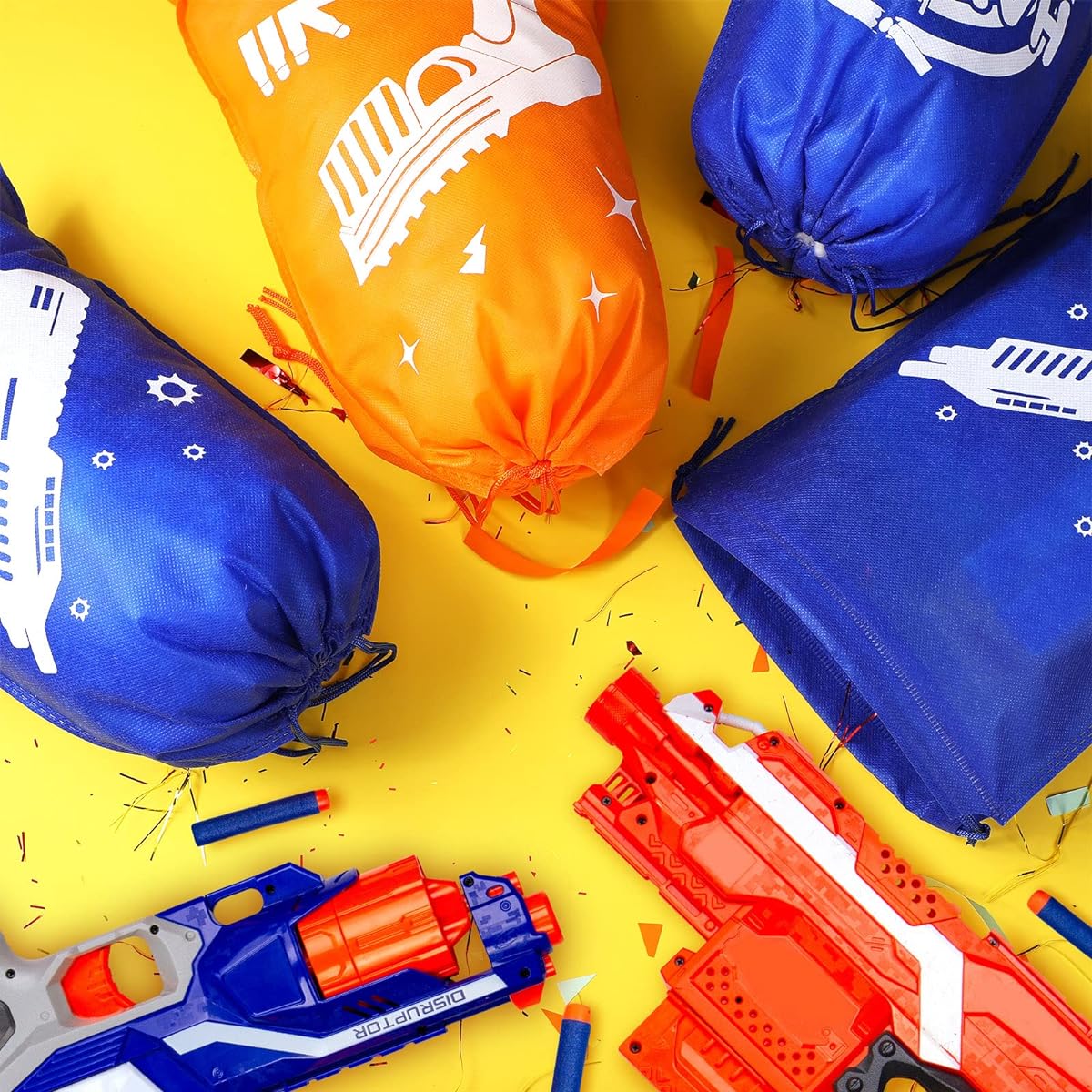 Dart War Party Supplies Bags Gun Party Treat Bags Drawstring Party Bags Favor Bags War Party Birthday Favors Gun Target Theme Birthday Party Supplies Decorations 16pcs