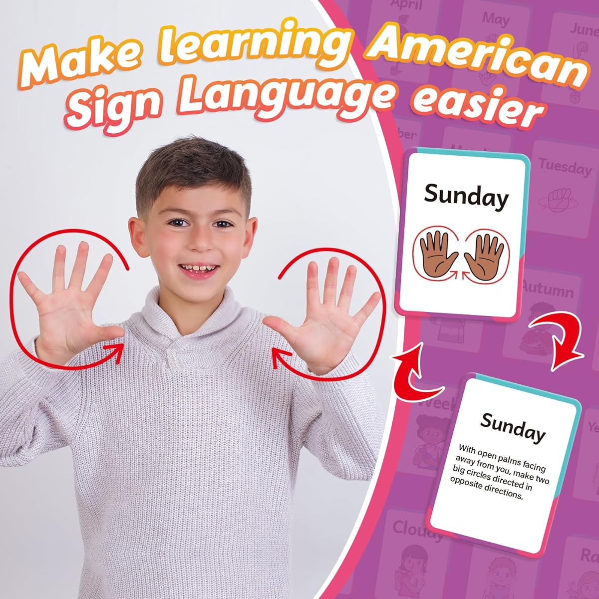 Kasfalci American Sign Language Flash Cards - 40 Pack ASL Flash Cards for Babies Kids Adults Beginners Toddlers Learning Games ASL Gifts Nursery Essentials Preschool Lessons Homeschool Supplies