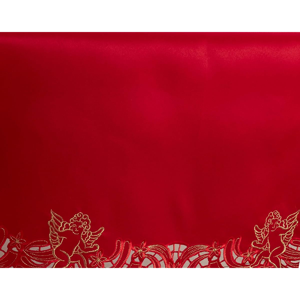 SARO LIFESTYLE 412.R1554B Cupidon Collection Embroidered Cupid Design Table Runner 15" x 54", Red