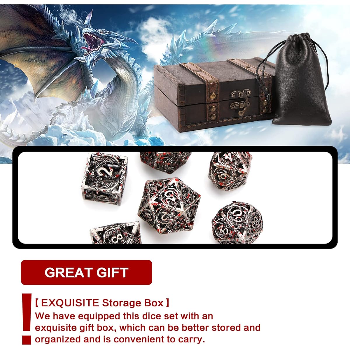 Ancient Deer Polyhedral Metal Dice Set DND Hollow Pure Copper Carving Process DND Metal Dice Set for Dungeons and Dragons Dice Game Roleplay RPG Explorer MTG Pioneer Game DND Dice Set