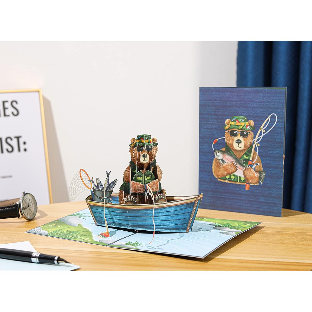 Liif Fishing Father's Day Card, Father's Day Pop-up Card, Retirement Card for Dad, Male Fisherman, Him, Husband, Grandpa, Retirement, Message Note & Envelope Included