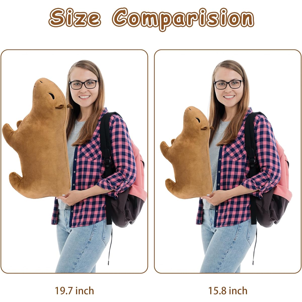 OurHonor Capybara Plush Toy, 15.8 Inch Capybara Stuffed Animal, Cute Realistic Capybara Plush Pillow Toy, Christmas Home Decoration